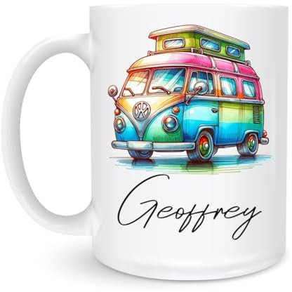 White Mug with Handle Van Stoneware Coffee Mug Durable Drinking Cup Funny Tea Mug for Beer Juice 330Ml