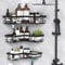 Kegii Corner Shower Caddy, Bathroom Shower Organiser Shower Storage with Soap Holder, No Drilling Bathroom Corner Shelves, Black 3 Pack