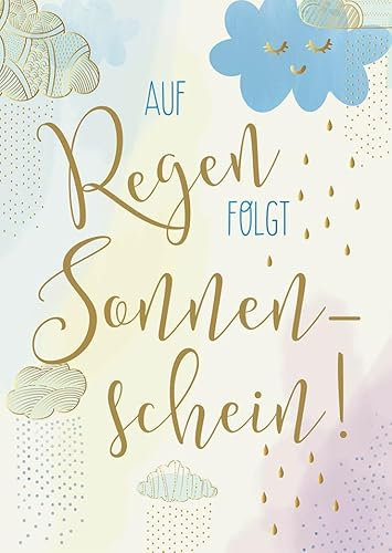 Gutsch Verlag Postkarte Lebensweisheit Regen Sonnenschein Folienprägung