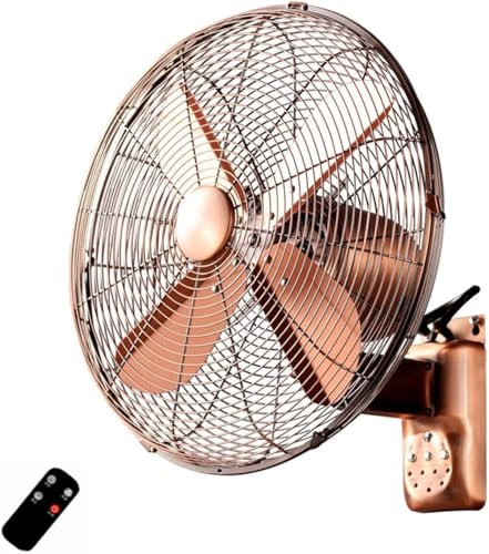 Ventilador de Pared, Ventilador de Pared con Control Remoto/Temporizador, Ventilador de Pared de Metal Retro, Ventilador eléctrico Industrial de Alta Resistencia, 3 velocidades, oscilación d