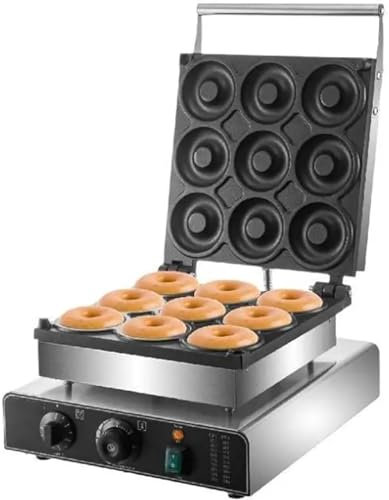 Donut Machine, Commercial 9-hole Cake Machine, Double-sided Heating, Non-stick Surface, Adjustable Time and Temperature Knobs, For Bakery, Dessert Shop, Restaurant, Canteen, Tea House
