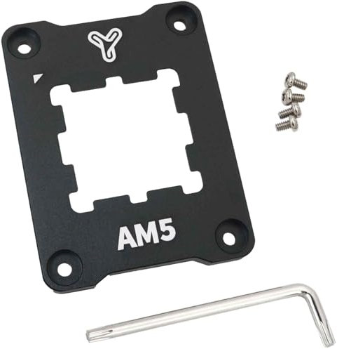 MEETOOT 70 x 54 x 6 mm CPU-Befestigungsrahmen aus Aluminium, AM5 schwarzer Kühler, Anti-Crush-Biegung mit L-Schraubendreher für AM5-CPU-Motherboard-Steckplatz