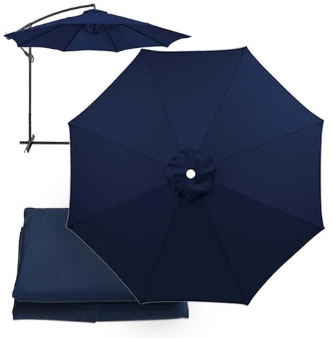 Replacement Umbrella Covers 2/2.3/2.5/2.7/3/3.5M, 6/8 Ribs, UV Protection Garden Replacement Parasol Canopy, for Patio Yard Beach (Navy Blue,8ribs-3.5m/11.5ft)