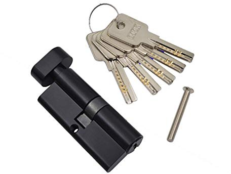 SJHFKDK Bombines de Alta Seguridad,Bombillo Cerradura Latón Negro Cilindro Cerradura Puerta Ventana Seguridad 70mm Cilindro Sala de Estar Bloqueo manija latón Llave(Single Open)