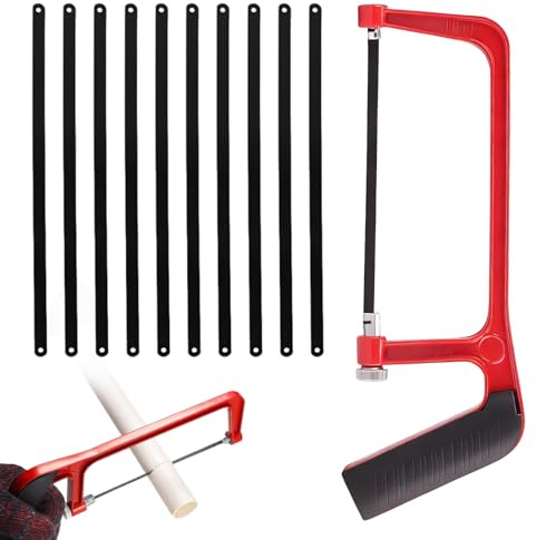 PLUSHCEWT 6-inch Mini Hacksaw​Metal Saw with 10 Blades – Compact Hand Saw​for Metal, Wood, PVC & Plastic – Adjustable Junior Hacksaw ​with Anti-Slip Grip