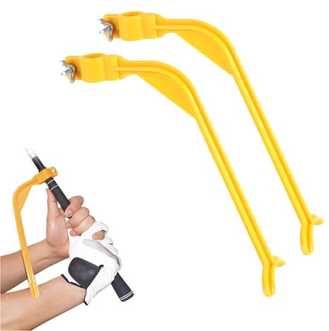 Ginddy 2 Pcs Golf Swing Trainer & Wrist Hinge Aid, Yellow Plastic Golf Grip Training Aid for Swing Correction & Posture Fix, Beginner Golf Training Equipment Gifts