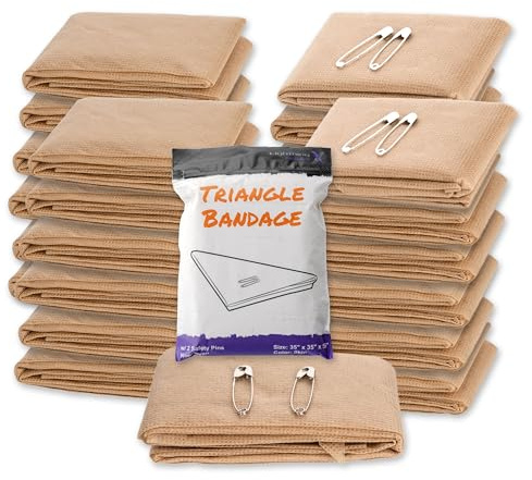 Lightning X Triangular Bandage w/Safety Pins | Pack of 20 | Non Woven & Latex Free | Triangle Sling