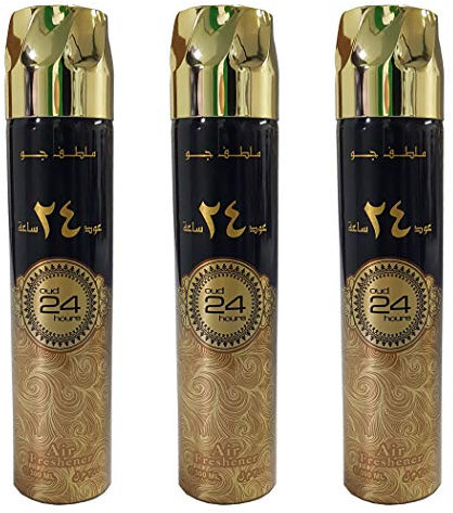 Ard Al Zaafaran Room Spray Air Fresheners Oud/Musk/Woody/Rose Scent Perfume for Home/Car/Office Pack of 3Pcs of 300ml Sprays from UAE (Oud 24 Hours)