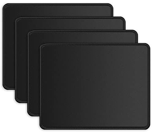 ITNRSIIET [4 Pack Mouse Pad with Stitched Edge, Premium-Textured Square Mouse Mat,Washable Mousepads with Lycra Cloth, Non-Slip Rubber Base Mousepad for Laptop, Computer, PC, 260x210x3mm Black