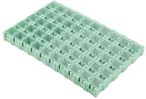50Pcs Green Smt Smd Container Box, Mit Klarem Deckel Elektronische Komponenten Mini-Aufbewahrungskoffer Geeignet zum Schutz Ihrer Komponenten vor Staub