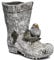 Stone and Style Pflanztopf Pflanzschale Stiefel mit Vogel frostfest wetterfest Gartenfigur