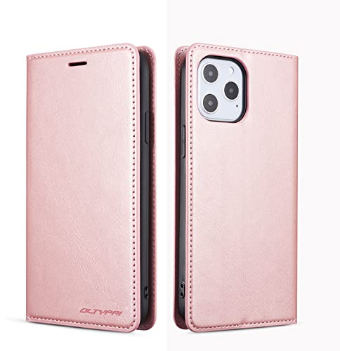 QLTYPRI Hülle für iPhone 14 Pro Max 6,7 Zoll, Premium Lederhülle, Rosegold | Retro PU Leder Klapphülle, Handyhülle mit 3 Kartenfächer, Standfunktion, Weicher Dünne TPU-Rahmen, Stoßfeste Flip Wallet Case