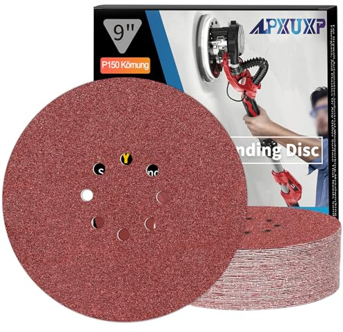 ALPXUXP Schleifpapier 225mm Klett 150 Körnung 8 Loch Schleifscheibe für Trockenbauschleifer ​Schleifgiraffe Rund Schleifpapier 25 Stück