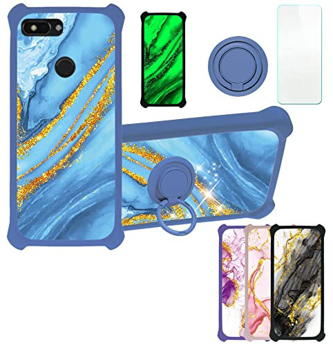 Coque pour QILIVE smartphone q10s6in4g 6 pouces Coque Compatible avec QILIVE smartphone q10s6in4g 6 pouces Coque Étui [Avec Trempé 9H Protection D'écran] Case Support de bague PC + silicone JSL-LDL