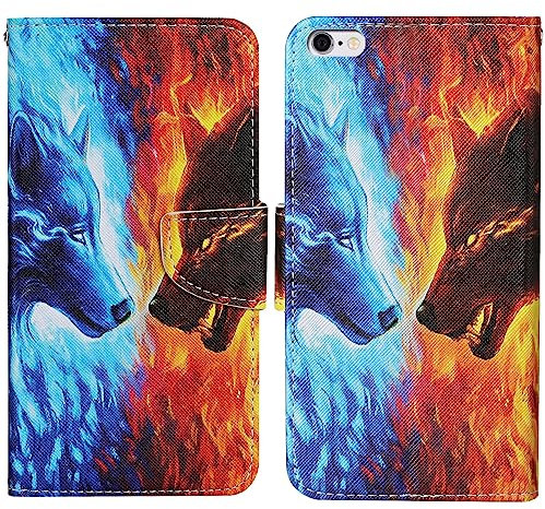 Verpotex Kompatibel mit iPhone SE 2020/iPhone 8/iPhone 7 (4,7 Zoll) Hülle, Handyhülle Lederhülle Leder Klappbar Flip Case Tasche Magnet Wallet Kartenfach Klapphülle Schutzhülle Hülle (Wolf)