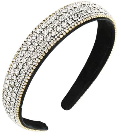 scicent Haarband Damen Weiß Strass Stirnband Mode Funkelnd Bling Kopf Wrap 90er Jahre Disco Haarschmuck Kristall Diamant Kopfbedeckung Geburtstag Party Geschenke für Frauen Braut - 16704