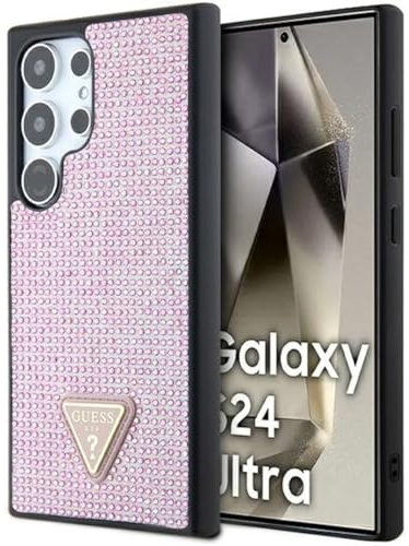 Guess GUHCS24LHDGPPP Hülle für S24 Ultra S928 Rosa hardcase Rhinestone Triangle