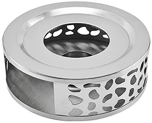 DEKLONPER TeewäRmer KaffeewäRmer Aus Edelstahl mit Teelichthalter Teesockel Hohl Geschnitztes Design Heizung KaffeewäRmer