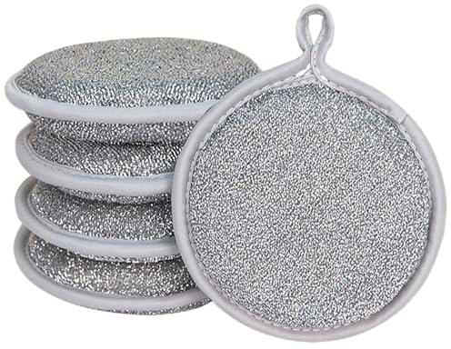 5 Stück Draht-Geschirrspüllappen, kratzfestes Draht-Geschirrtuch, doppelseitiger Metallschwamm, Reinigungsschwämme für die Küche zum Reinigen von Geschirr, Pfannen, Töpfen und hartnäckigen Flecken