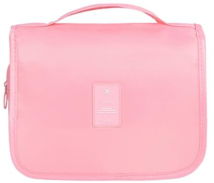 HealthyMoov Trousse de Toilette Voyage avec Crochet à Suspendre Pochette Maquillage cosmétiques parfums Sac de Voyage Organisateur Rangement Salle de Bains Rose 20cm x 23cm étanche Waterproof