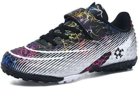 YHLLZY Boys Football Boots Kids Astro Turf Trainers Sports Shoes Profession Competition Outdoor Athletic Sneakers Black 5UK