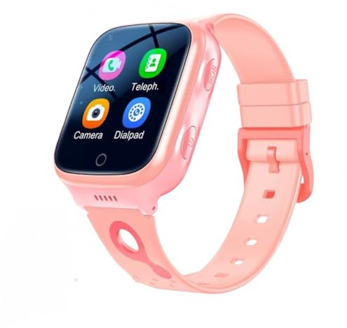 UFUZON Ishiva niños Smartwatch con 4G GPS Tracker y teléfono IPX7 impermeable, 1.44 pulgadas HD pantalla para niñas y niños con videollamadas, WIFI, SMS, SOS, Bluetooth, despertador, fitness, rosa.