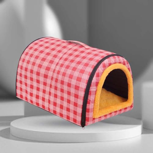 Haustierhaus, Katzen/Hundebett, Hundehütte, Katzenhöhle, 2-In-1-Faltbares Haustiernest Mit Abnehmbarem Kissen, Weiches, Warmes Anti-Angst-Bett, Wasserdicht, Rutschfest/Pink/L:70X55X45Cm