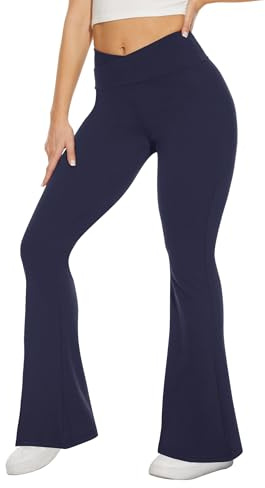 TNNZEET Schlaghose Damen Cross Waist Flared Yogahose Leggings Blickdicht | Superweich, Elastische Bootcut Sporthose mit V-Cut Bund, Weite Passform Jazzpants für Yoga & Pilates