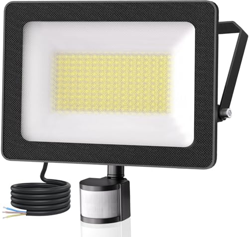 CLY Projecteur LED Détecteur De Mouvement 100W 9000LM Étanche IP66 6500K | Spot LED Extérieur Aluminium Projecteur Exterieur LED Blanc Froid Éclairage Exterieur avec Detecteur Pour Cour Garage Patio