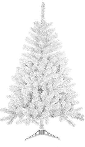 SOLAGUA NAVIDAD Künstlicher Weihnachtsbaum, Lametta-Blatt-Tanne 120–210cm Bäume mit Kunststoffauflage (Glänzend Weiß, 120cm 184Tips)