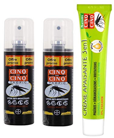 Cinq sur Cinq Kit Anti Piqures - Protection Contre Les Moustiques Spray Tropic 100 ML - Lot de 2 x 100ml + Crème Apaisante 40g