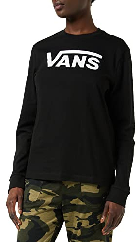 Vans Women's Flying V Classic Ls Bf Regular Fit Classic Long Sleeve Top, Black (Black Blk), 8 (Manufacturer Size: S)