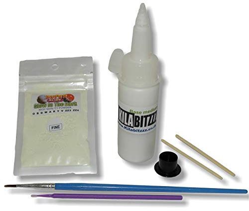 ZUPERPAINT Glow in The Dark Uhr Uhr Hände Re-lume Set - Basis M & Pulver - Aqua