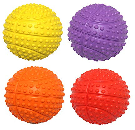 Kei Tomlison Quietschendes Hundespielzeug aus ungiftigem Gummi, interaktives Kauspielzeug für Welpen, kleine und mittelgroße Hunde, Beschäftigung Hund, 5,5 cm, 4 Stück