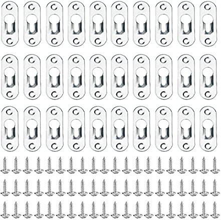 30PCS Keyhole Hangers,44 * 16mm Picture Frames Keyhole with 60 Screws for Picture Frames Mirrors Cabinet Rivet Fittings
