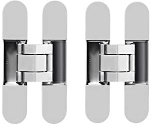 LAGALO 2 Pack Silver Invisible Heavy Duty Cross Door Hinge Zinc Alloy Concealed Cross Hinge 180 Degree Swing Hinge 3 Way Adjustable Butt Hinge Load Bearing 80KG for Cabinet, Cupboard,Wooden Box.