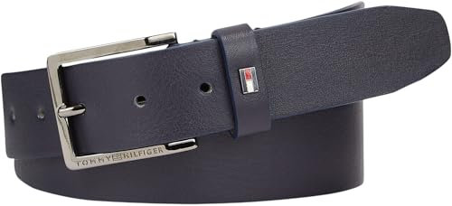 Tommy Hilfiger Herren Gürtel Oliver Ledergürtel, Blau (Space Blue), 80 cm