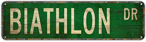 Straßenschild Biathlon Biathlon Geschenk Biathlon Schild Langlauf & Wandschild Vintage Klassische Wohnkultur 40,6 x 10,2 cm Metall Aluminium Schild