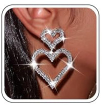 Atentuyi Cz Herz Tropfen Ohrringe Silber Braut Strass Herz Ohrringe Doppel Herz Tropfen Ohrringe Kristall Herz Aussage Ohrringe Herzform Ohrringe Schmuck Für Frauen Und Mädchen