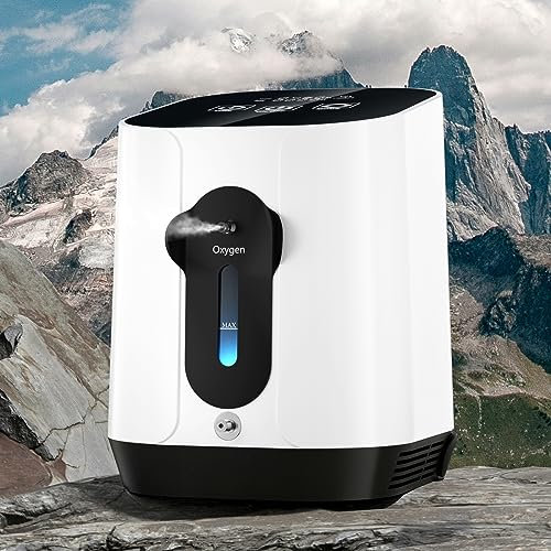 Creliver Tragbarer Sauerstoffkonzentrator-1-4 Liter/Minute, 90% Hohe Konzentration, Sauerstoffgerät für Unterwegs, Wandern,Reisen-Sauerstoffkonzentrator mobil, mit Anionenfunktion, 8-Schicht-Filterung