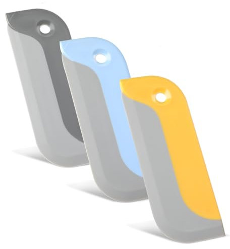 Piriuuo 3 Pcs Small Squeegees Mini Rubber Blade Mini Water Scraper Window Tint Tools Glass Cleaner Squeegee Tool for Window, Mirror, Bathroom, Kitchen Countertops and Sink, Car Windshield (3 Colors)