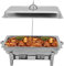 HuKaiL 9L Edelstahl Warmhaltebehälter, Speisewärmer Chafing Dish mit Brennstoffablage, Warmhaltegerät Buffetwärmer für Cafeterias, Hotel, Schulkantinen, Bankette, 35.2 * 55.2 * 26.3cm