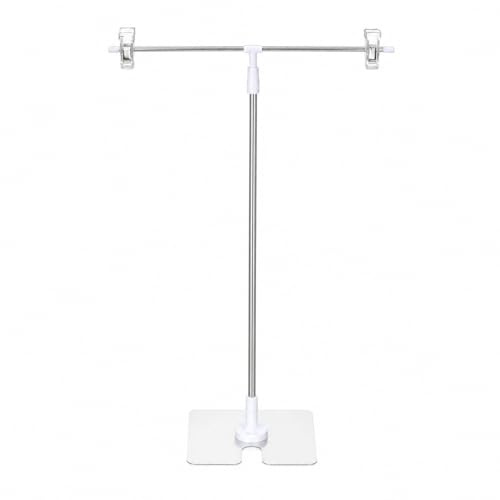 TOPPERFUN Adjustable Mini Photography Backdrop Stand 17.52X5.31In Stainless Steel T-Shape Background Frame for Jewelry Cosmetics Food Flat Lay and Still Life Photos