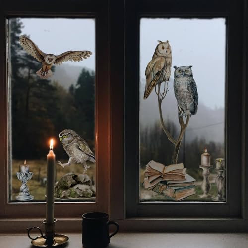 Vinilos para Cristales Búho 60X75Cm Vinilo Adhesivo Cristal Translucido,Vinilos Adhesivos para Cristales,Vinilo Ventana,Vinilo Mampara Ducha,Window Film Anti UV