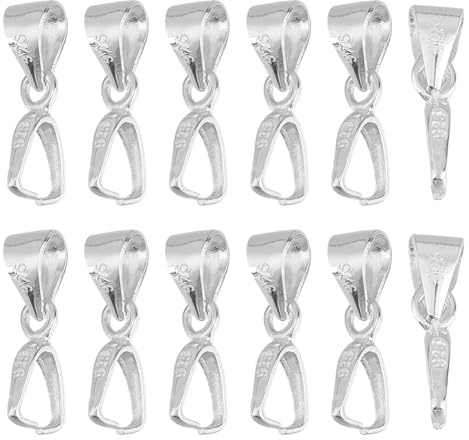 GOMAKERER 12 Stück 925 Sterling Silber Klemmösen Klemmverschluss Mit Öse Perlenanhänger Verschluss Metall Clip Schnallen Mit Poliertuch Für Die Herstellung Halsketten Ohrringen Und Armbändern