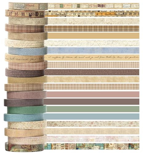 JSTHHTT 20 Rouleaux Washi Tape, Vintage Ruban Adhésif Décoratif Masking Tape, Ruban de Masquage Décoratif, pour Arts, Bullet Journal, Scrapbooking, Bricolage, Emballage