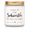 Schwester Geschenk, Geschenk Schwester Geburtstag, Kerze, Glasflasche, Geschenk für Schwestern, Kerze mit Spruch, Beste Schwester Geschenke von der Schwester Bruder