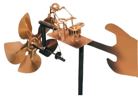 Windrad Garten Handgemachter Metall Schlagzeuger,Windspiele Für Draußen Stehend,Windmühle Garten Vogelabwehr,Windmühlen Drummer Gartendeko,Percussionistische Windsack(32cm)