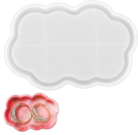 Mabor Silicone Moulds for Crafting, Cloud Shape Tray Molds for Epoxy Resin Casting, Storage Trays Container Mold for Resin Concrete Jewelry Trinket Plate Dish Vanity Candle Holder Art Craft