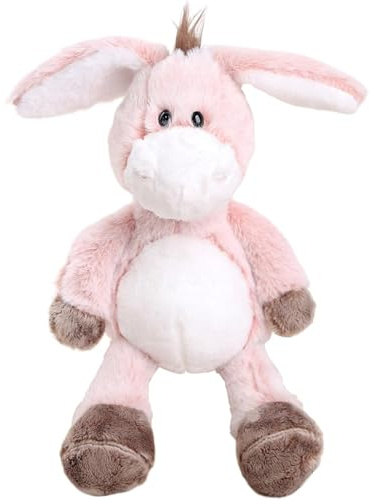 Xiyocadt Esel Kuscheltier, Esel Puppe, Naturgetreues Stofftier, Weiches Plüschesel Für Kinder, Niedlicher Grauer Esel Plüschtier Zum Kuscheln Und Spielen (25 cm,Rosa)